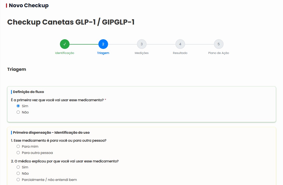 Tela de acompanhamento de canetas GLP-1