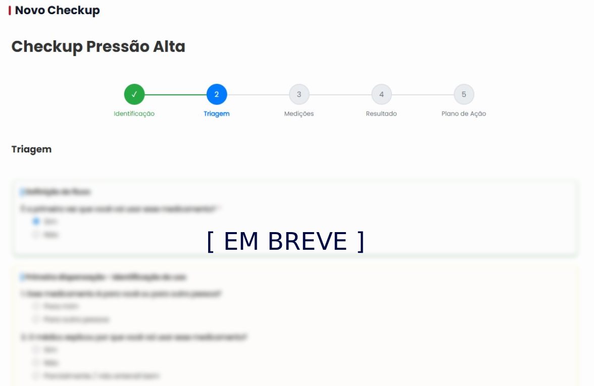 Tela do checkup de pressão arterial
